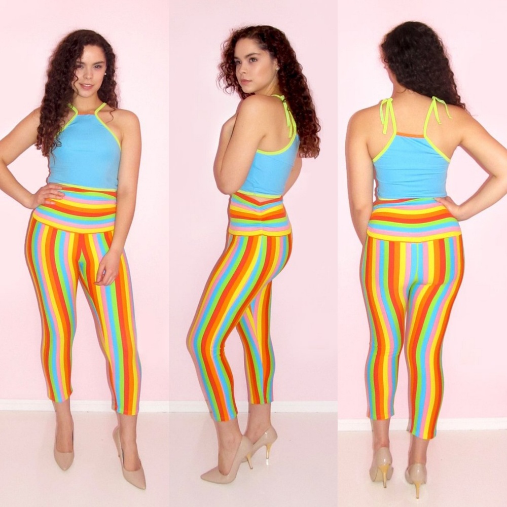 Rainbow Capris Crop Top Set by CJJBOUTIQUE